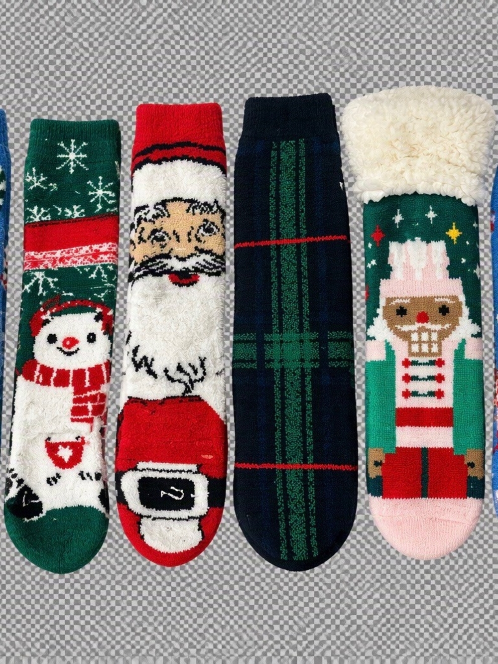 Cozy Holiday Men's Crew Socks - Green, Red, Navy, White